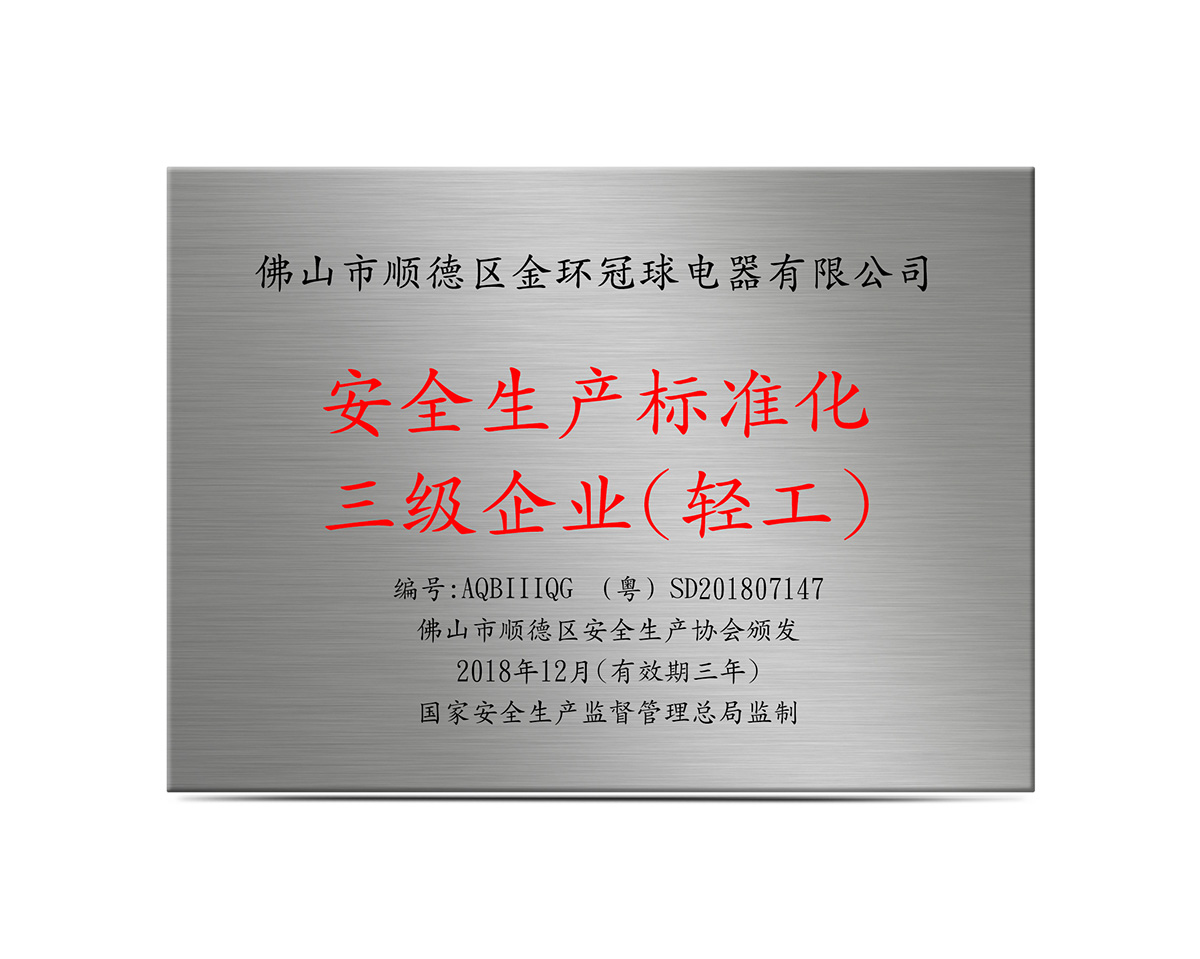 安全生產(chǎn)標準化三級企業(yè)(輕工)